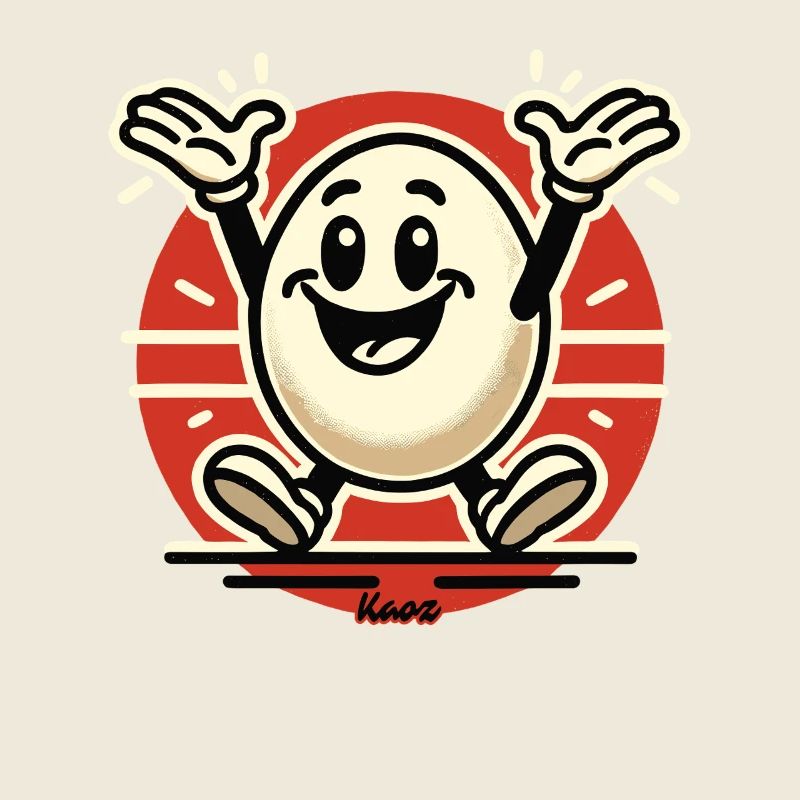 Cheerful retro cartoon egg