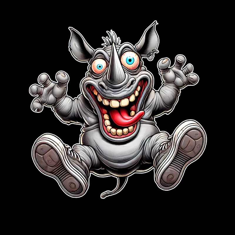 Crazy Nashorn Comic Stil lustiges Tier Motiv