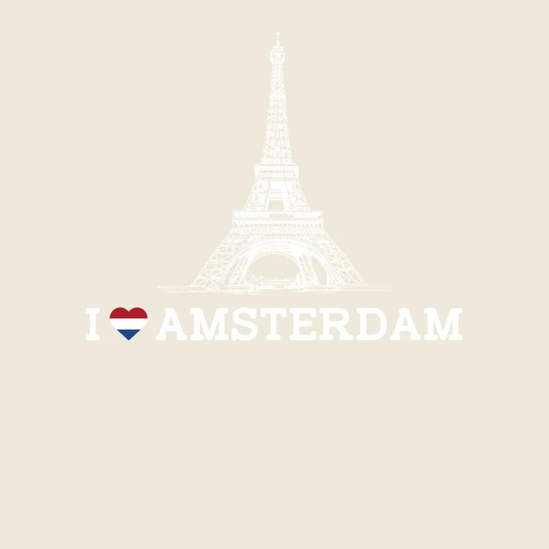 J’aime la Tour Eiffel Amsterdam Lover Coeur Drapeau Jeu de mots