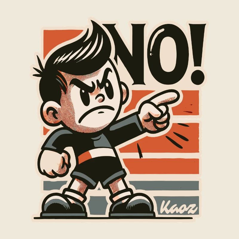 Naughty retro boy and rascal says no