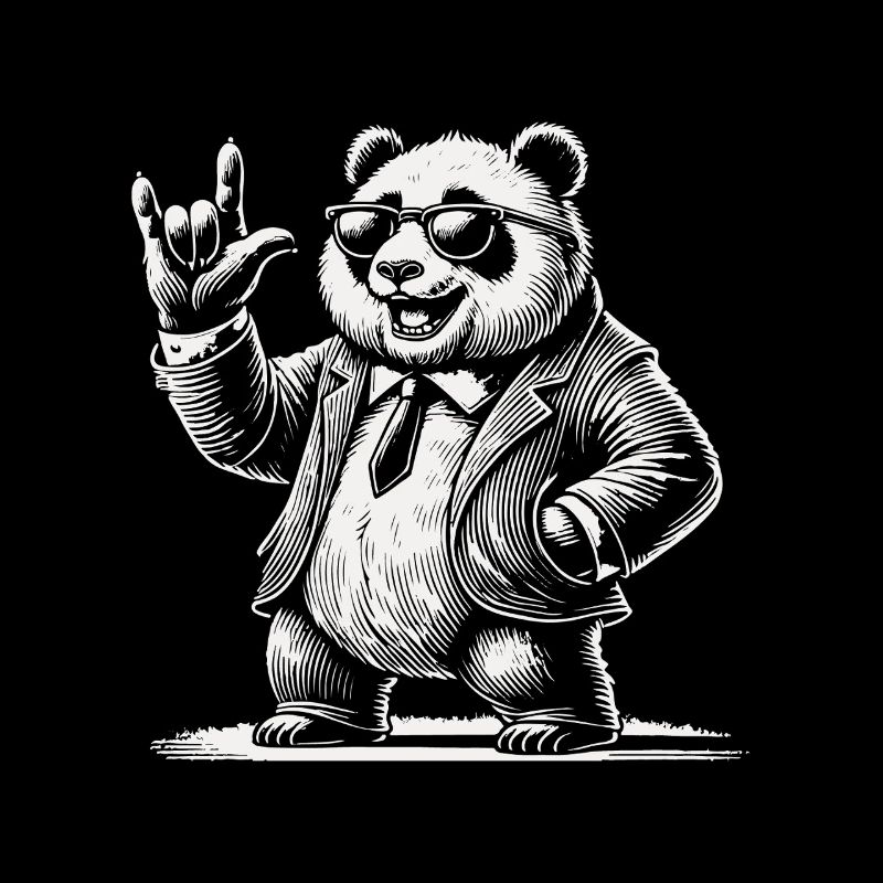 Retro Rock Music Panda With Sunglasses