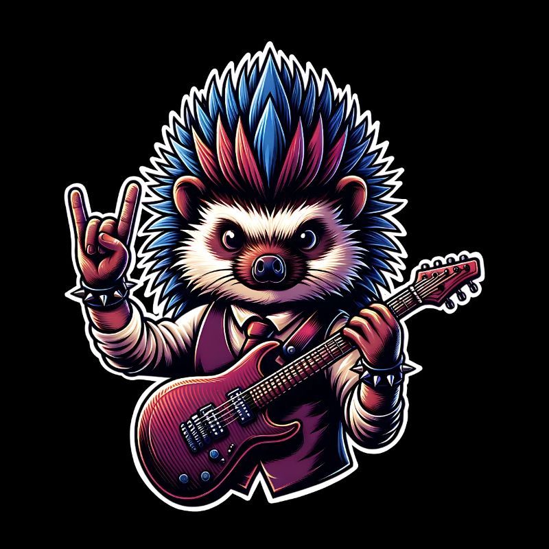 Hedgehog Rock and Roll Guitarist