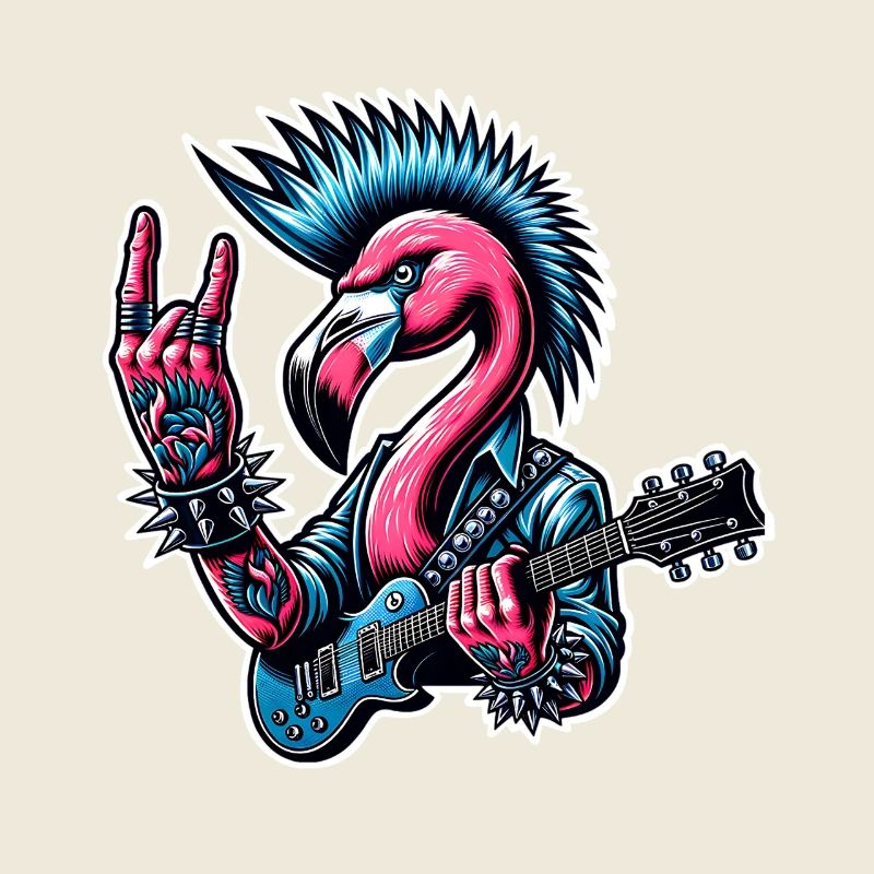Flamingo Guitariste de Rock and Roll