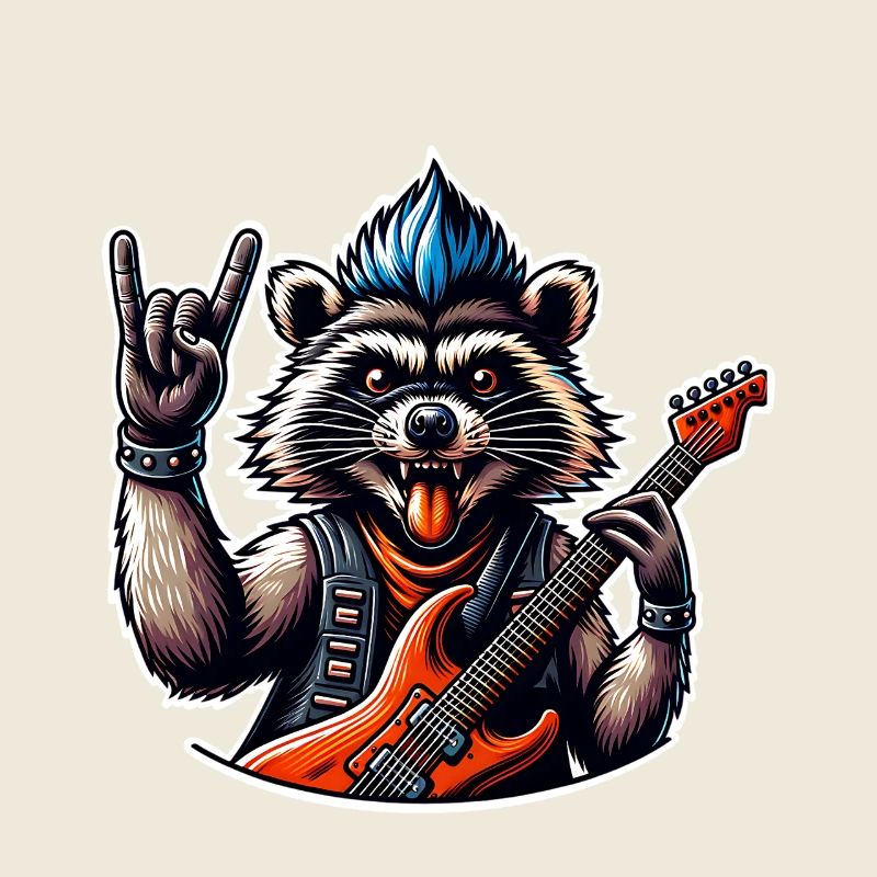 Raccoon Rock and Roll Guitarist