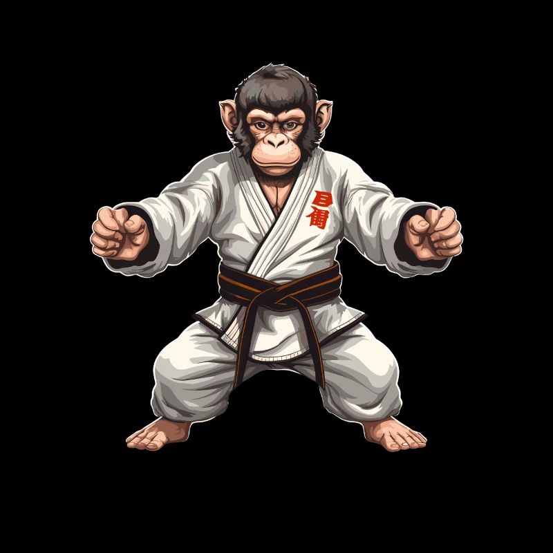 Karate Judo Affe Schimpanse Kampfsport