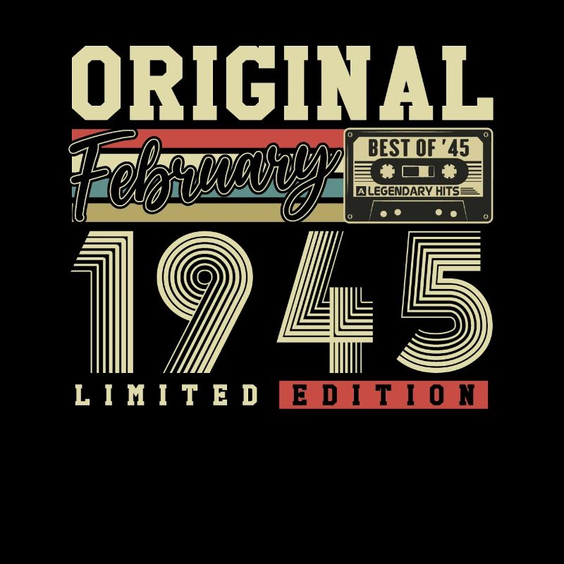 Original Février 1945 Vintage Anniversaire Rétro