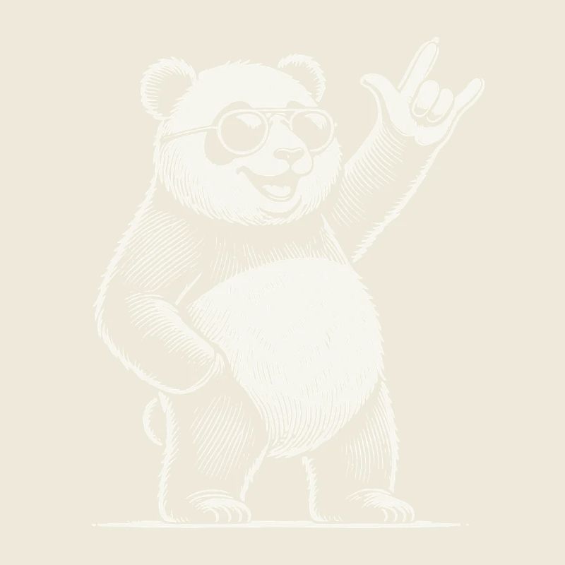 Retro Rock Musik Panda Mit Cooler Geste