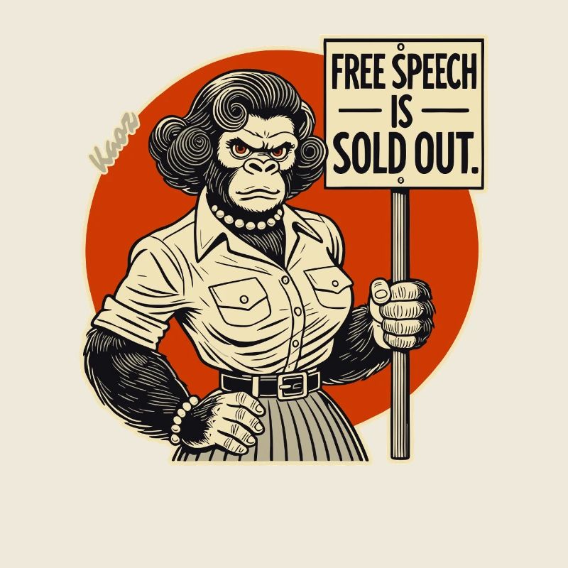 Gorille avec un bouclier : la liberté d’expression vendue