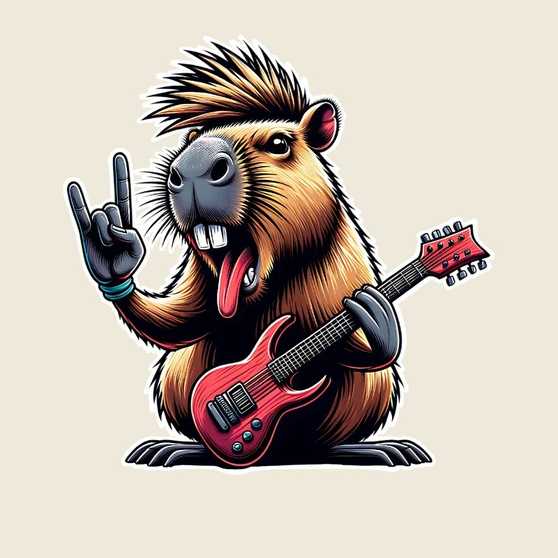 Capybara, guitariste de rock and roll