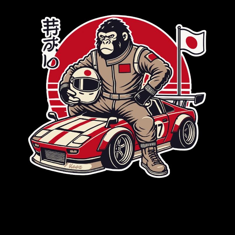 Japanese gorilla as a JDM racing car driver