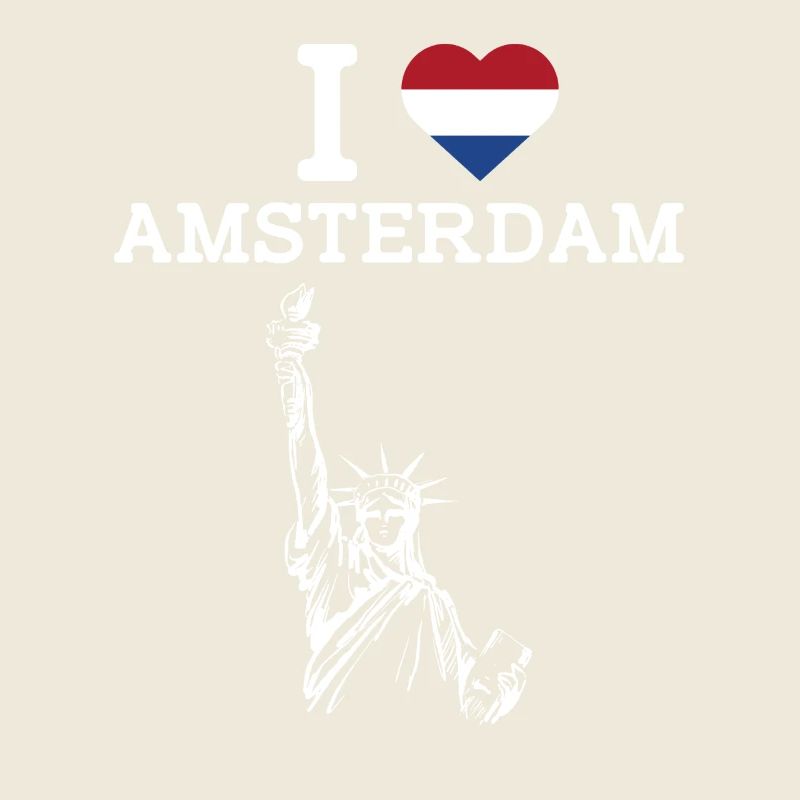 J’aime Amsterdam Cool Flag Statue De La Liberté Jeu De Mots