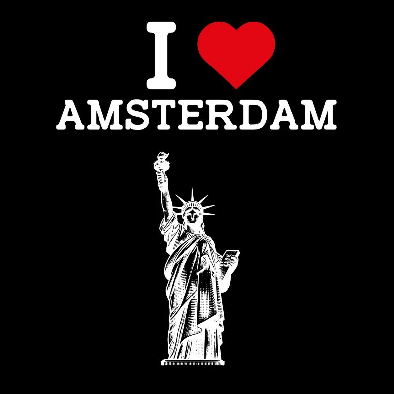 Ich liebe Amsterdam Cool Heart Flagge Freiheitsstatue