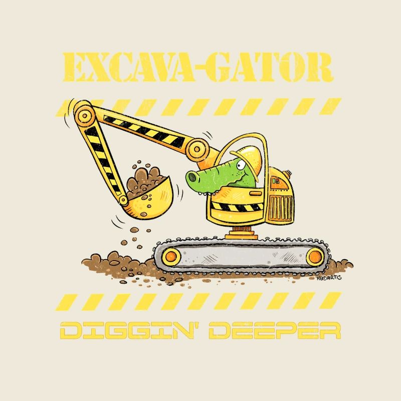Fun Construction Site Excavator Crocodile Saying Pun