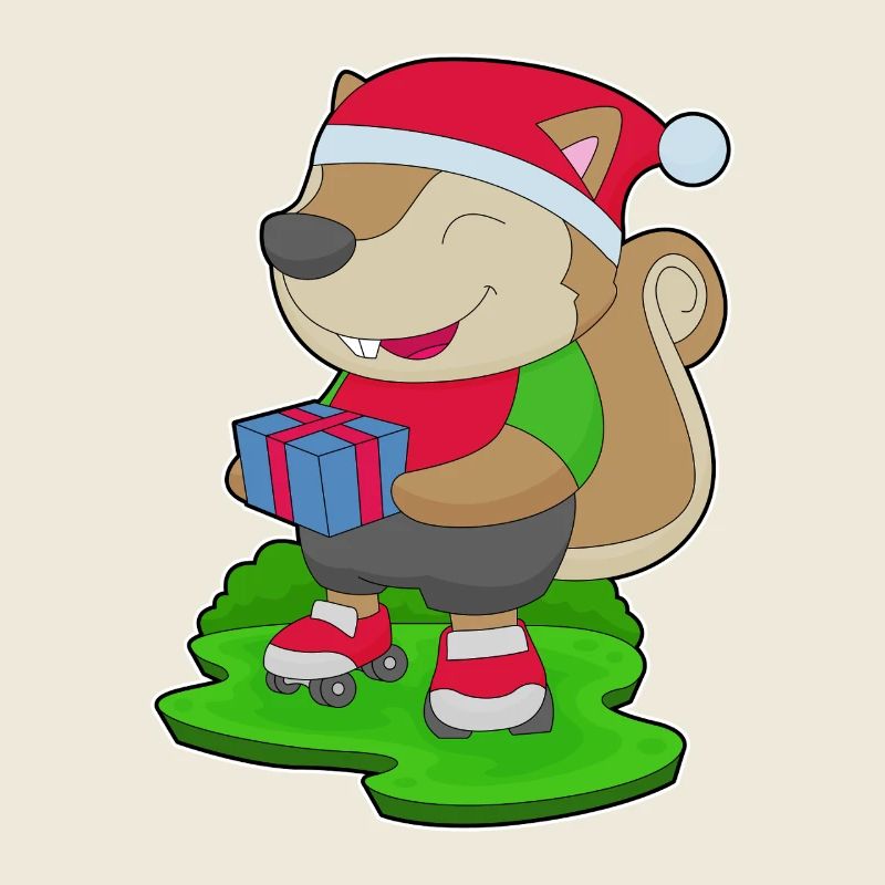 Squirrel Christmas Inline skating