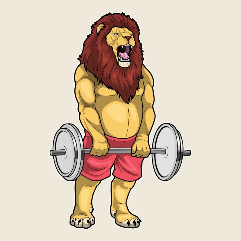 Lion Bodybuilder Musculation avec haltères