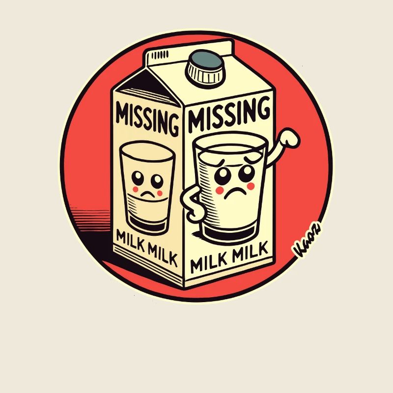 Conception de dessin animé amusante : Lait manquant