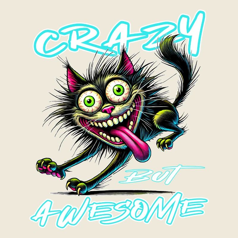 Style de bande dessinée de chat fou mais génial