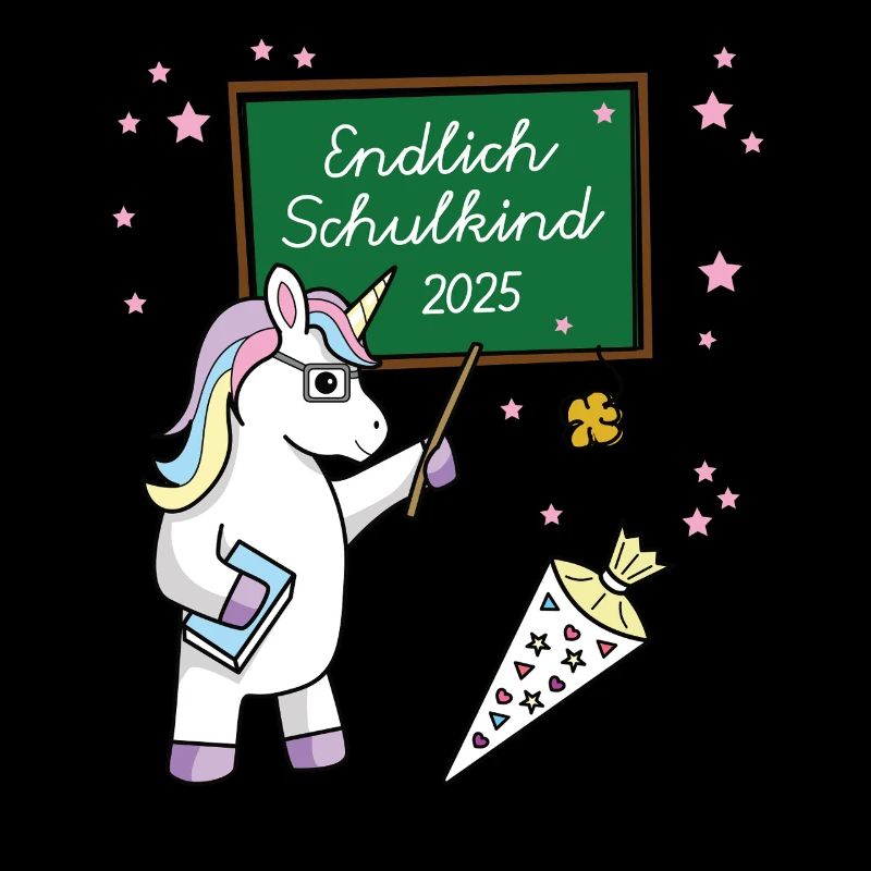 Endlich Schulkind 2025 Einschulung Schule Einhorn