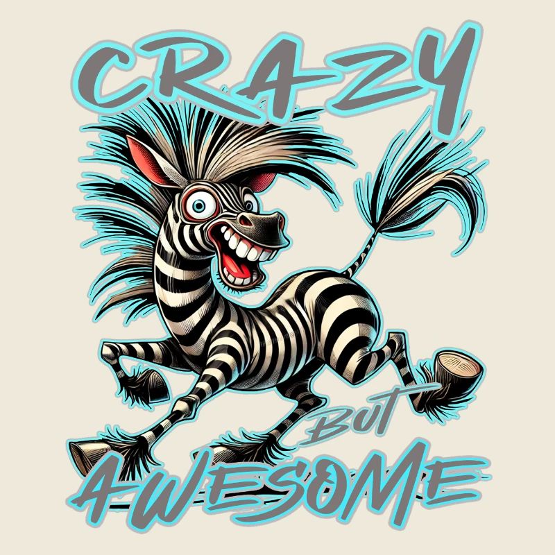 Crazy but Awesome Zebra Comic Style