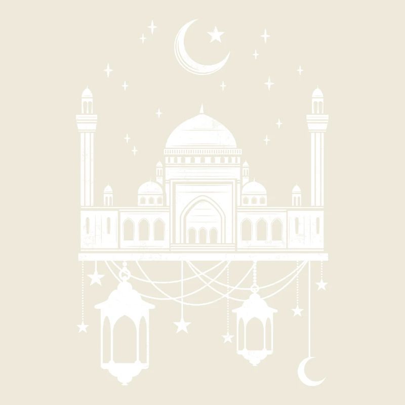 Mosque with crescent moon
