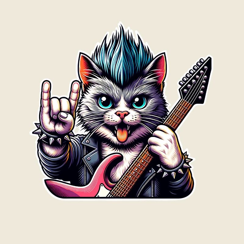 Cat Rock and Roll Guitarist