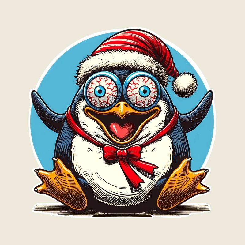 crazy Christmas penguin