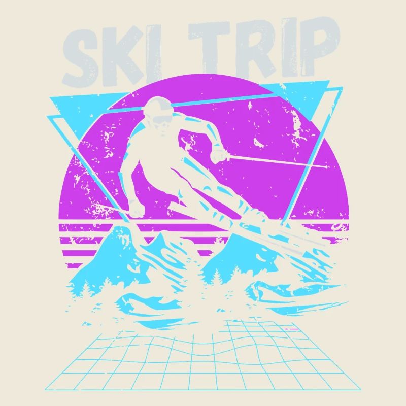 Retro Ski Trip Neon Graphic