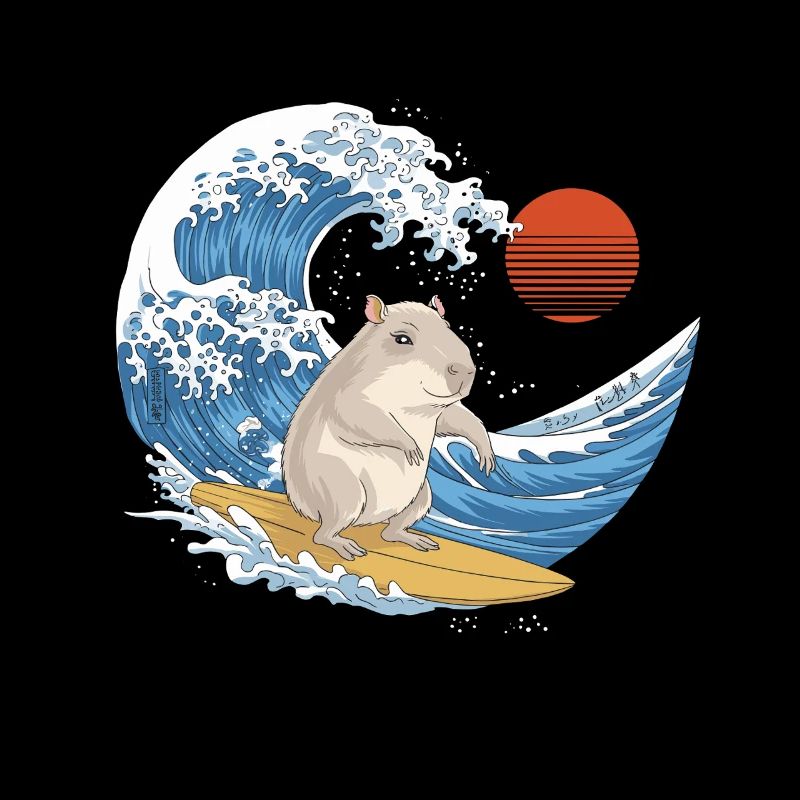 Capybara Surfen Auf Den Wellen Im Sommer