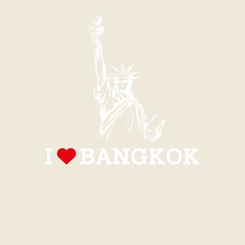 Statue de la Liberté Cool Coeur Drapeau J’Aime Bangkok