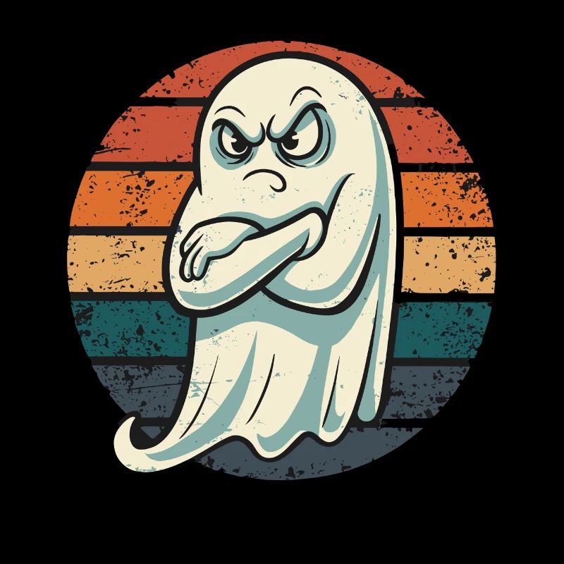 Grumpy Ghost Halloween motif for your fun