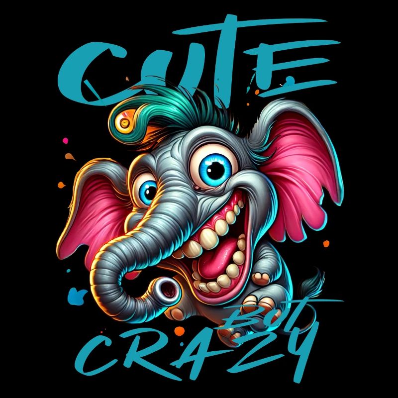 Cute but Crazy Elefant Comic Stil