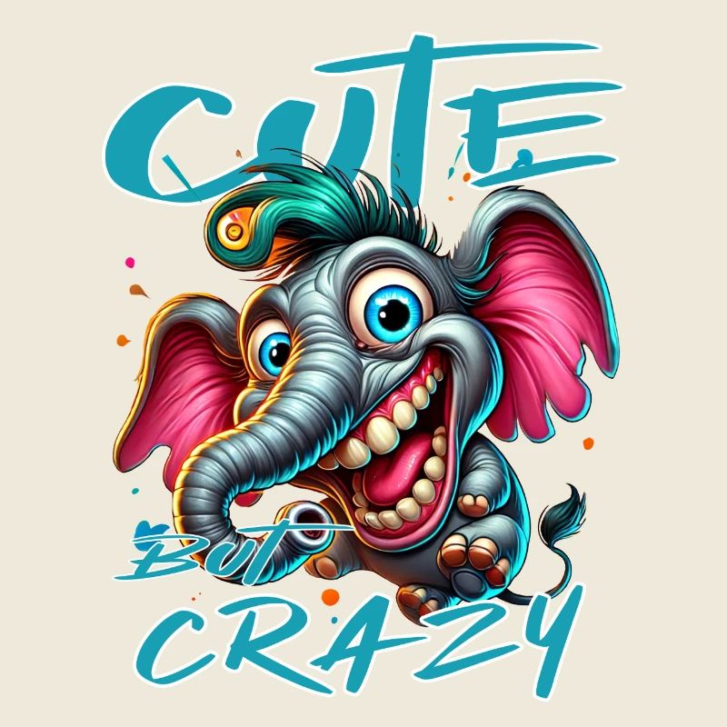 Cute but Crazy Elefant Comic Stil