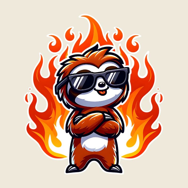 Sloth Cool Flames Fire
