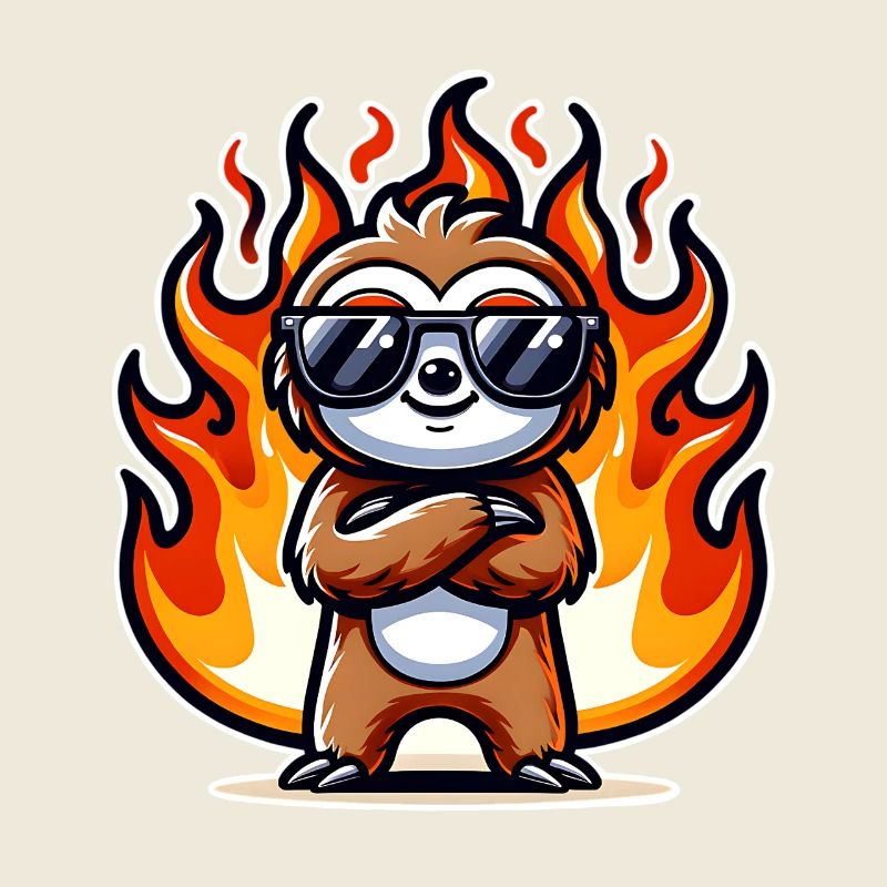 Sloth Cool Flames Fire