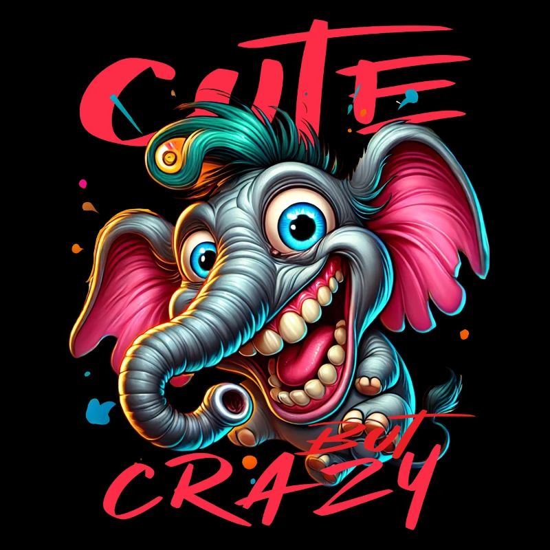 Cute but Crazy Elefant Comic Stil