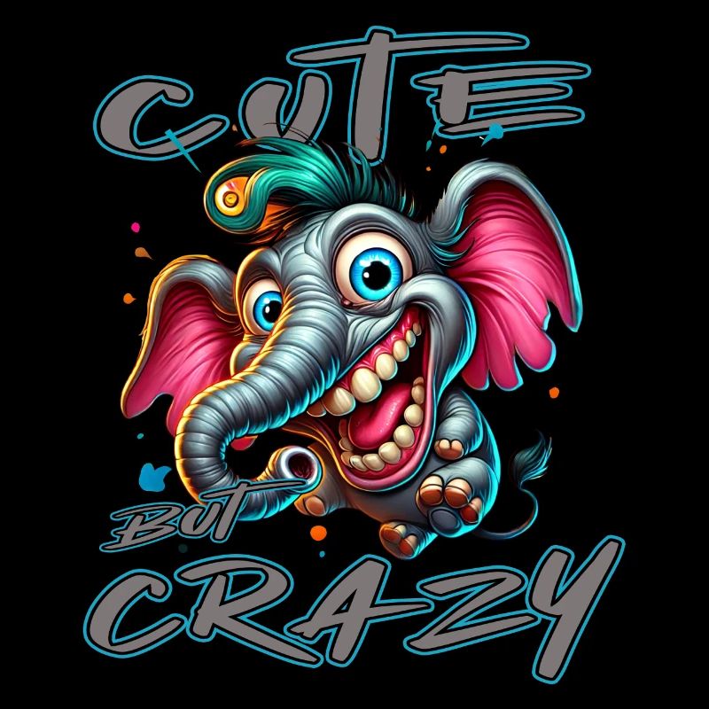 Cute but Crazy Elefant Comic Stil