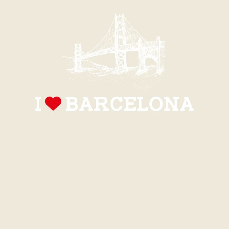 J’aime Barcelone Cool Golden Gate Bride Espagne Jeu de mots
