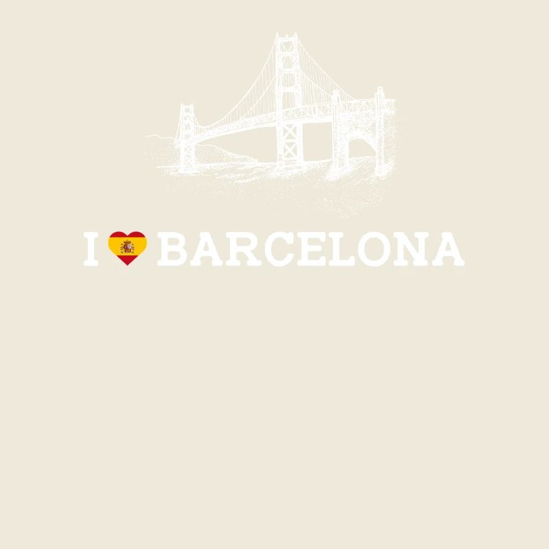 J’aime Barcelone Golden Gate Bridge Lover Drapeau Jeu de mots