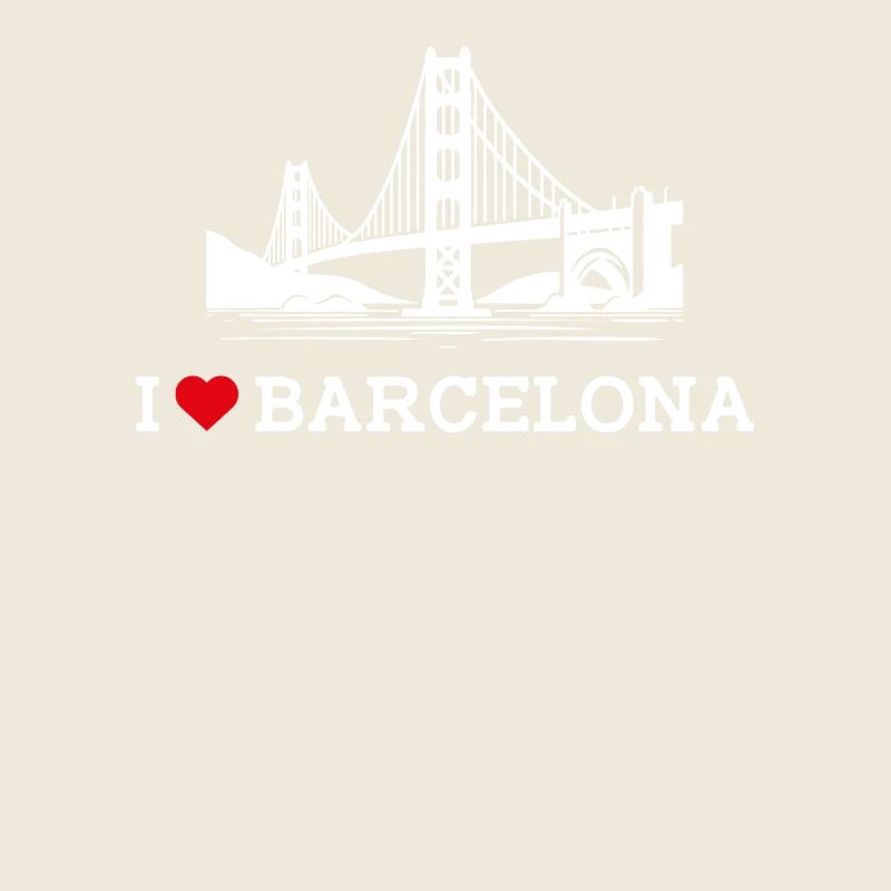J’aime Barcelone Coeur Drapeau Golden Gate Bridge Jeu de mots