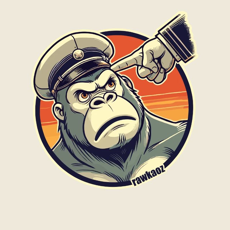 Strict monkey with cap gets finger