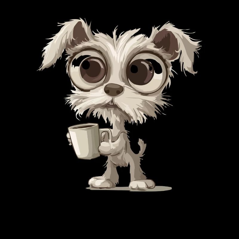 Cute dog with coffee cup illustration