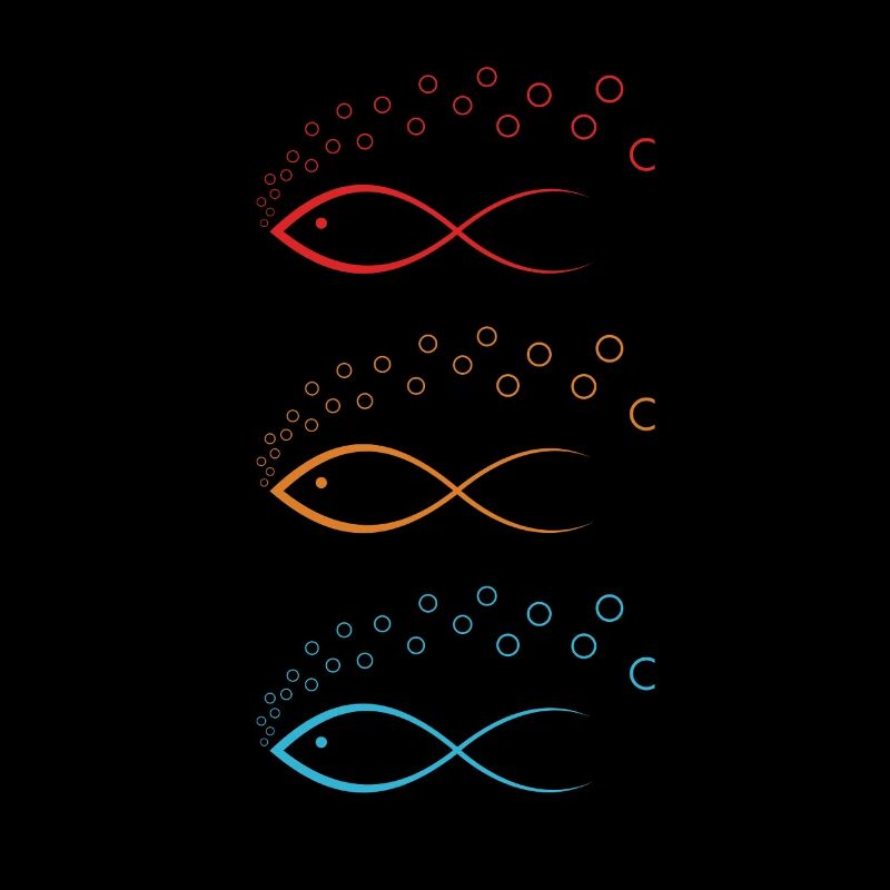 Colorful Fish Design with Bubbles Colorful Fish Design