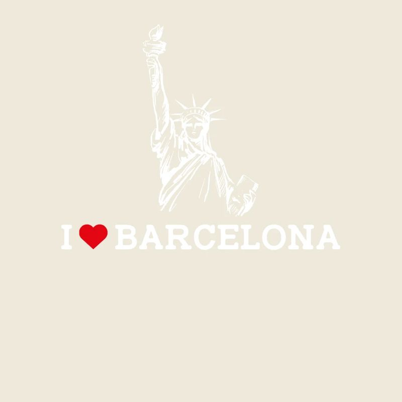 J’aime Barcelone Statue De La Liberté Coeur Drapeau Jeu De Mots