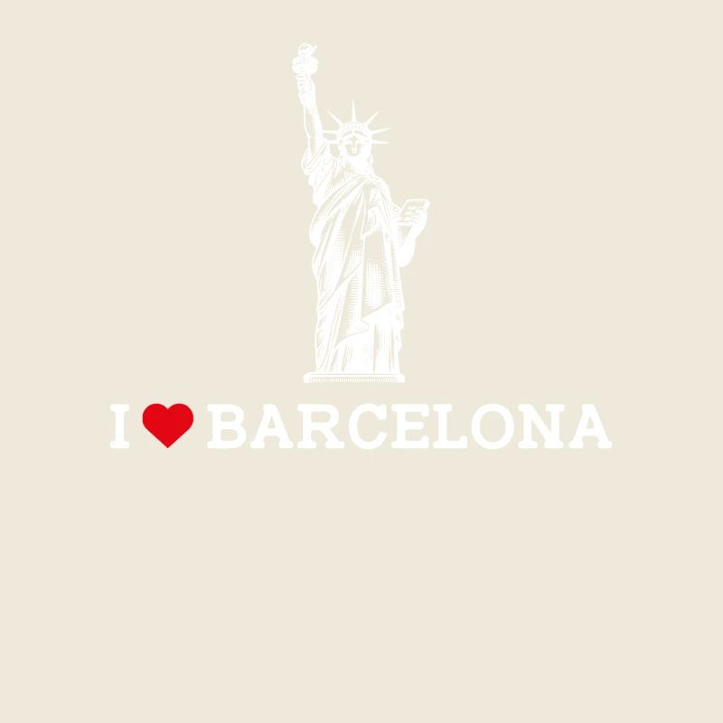 J’aime Barcelone Espagne drapeau statue de la liberté jeu de mots