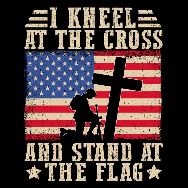 Je m’agengenouille devant la croix et me tiens devant le drapeau