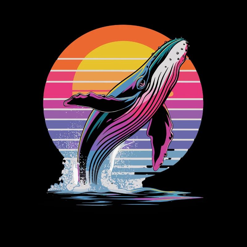 Baleine au coucher du soleil devant un