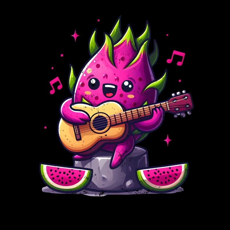 Dragon fruit playing guitar