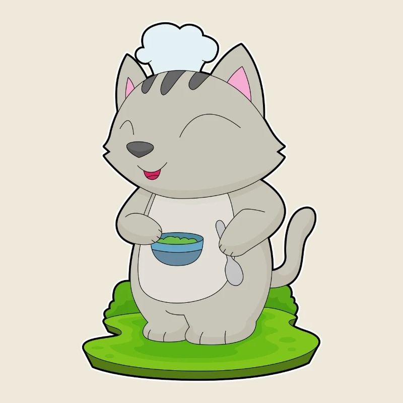 Cat Cook Bowl Cooking
