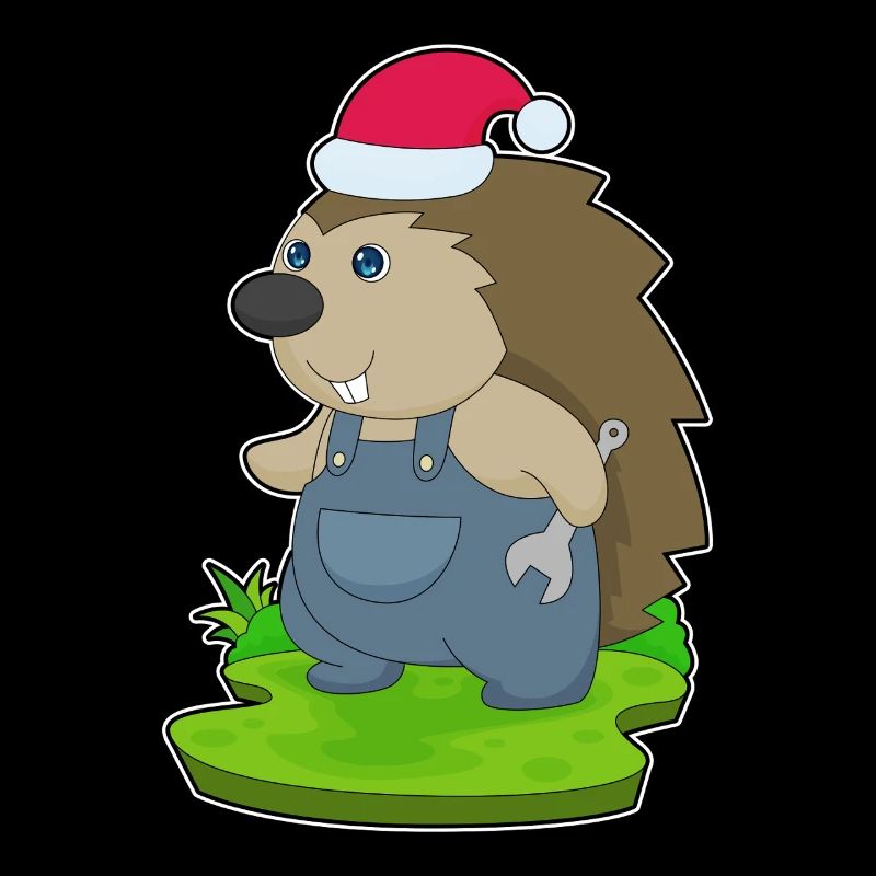 Igel Weihnachten Mechaniker