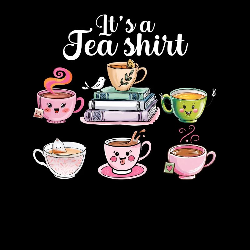 Funny Tea Cups Illustration With Lettering